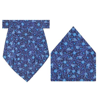 Tiekart cool combos blue floral silk cravat+pocket square