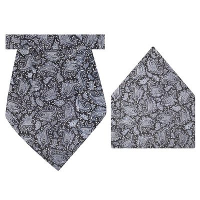 Tiekart cool combos monochrome paisley silk cravat+pocket square