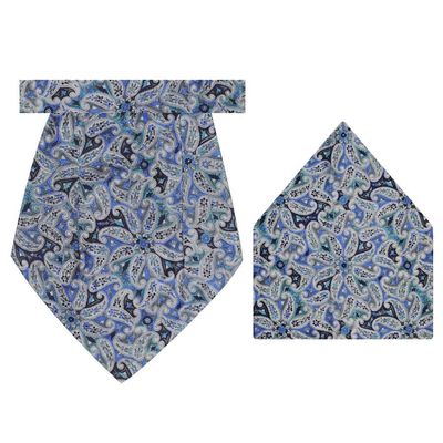 Tiekart cool combos blue floral silk cravat+pocket square