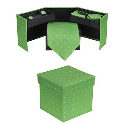 Tiekart cool combos green tie+pocketsquare+cufflink