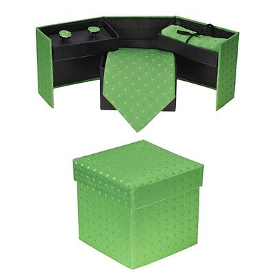 Tiekart cool combos green polka dot  tie+pocketsquare+cufflink