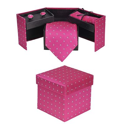 Tiekart cool combos magenta tie+pocketsquare+cufflink