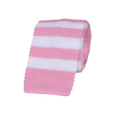 Tiekart men pink striped  knitted skinny slim tie