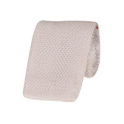 Tiekart men white knitted skinny slim tie