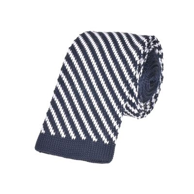 Tiekart men blue striped knitted skinny slim tie