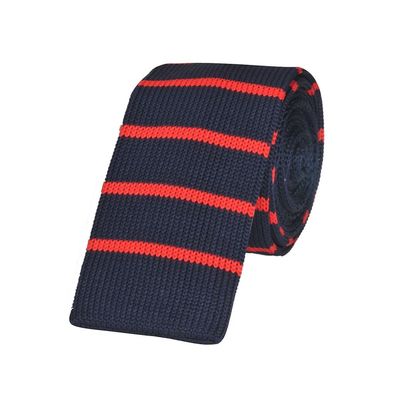 Tiekart men blue striped knitted skinny slim tie