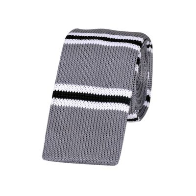 Tiekart men grey striped  knitted skinny slim tie