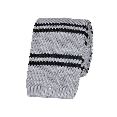 Tiekart men grey striped  knitted skinny slim tie