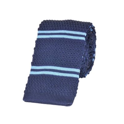 Tiekart men blue striped knitted skinny slim tie