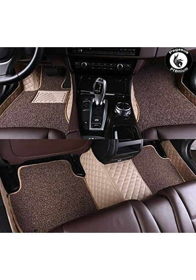 7D Car mats Luxury Leather Double Car Floor mat for Maruti xl6 (Beige), AGMSXL36CM