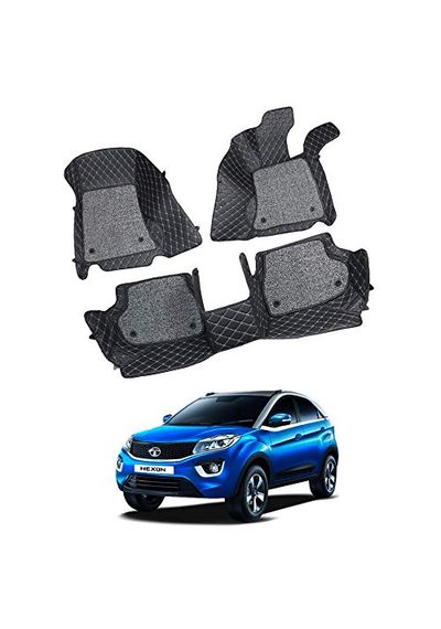 7D Car Mats Compatible with Tata Nexon, Color - Black, AGTN7D256