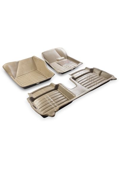 Toyota Fortuner 2016 5D Car Floor Mats (Beige) Set of 3 Pcs, AGTF237CM