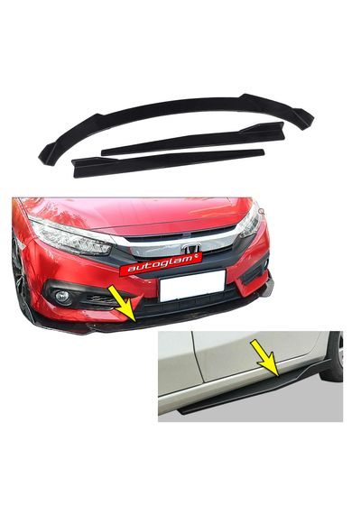 Car Splitter/Skirting for all Cars, Color - GLOSS BLACK, AGU235CS