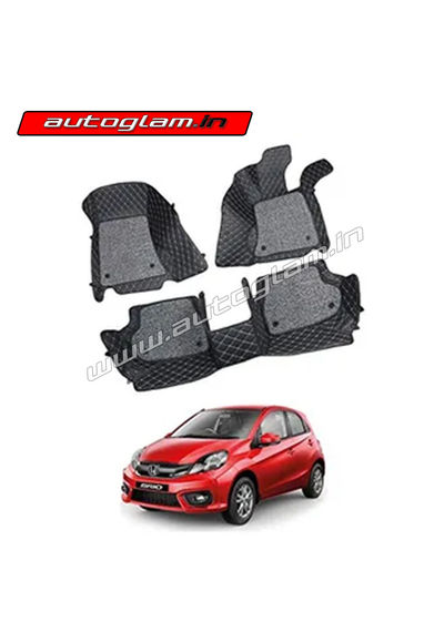 7D Car Mats Compatible with Honda Brio, Color - Black, AGHB7D236