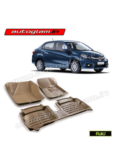 5D Bucket Fitting Car Mats for Honda Amaze, Color - Beige, AGHA1BG