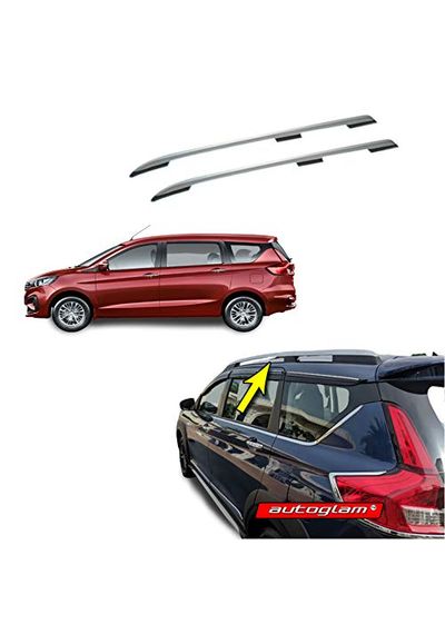 Maruti Suzuki Ertiga 2018+ Roof Rails, Color - Silver with Black, Set of 2, AGMSE19RR