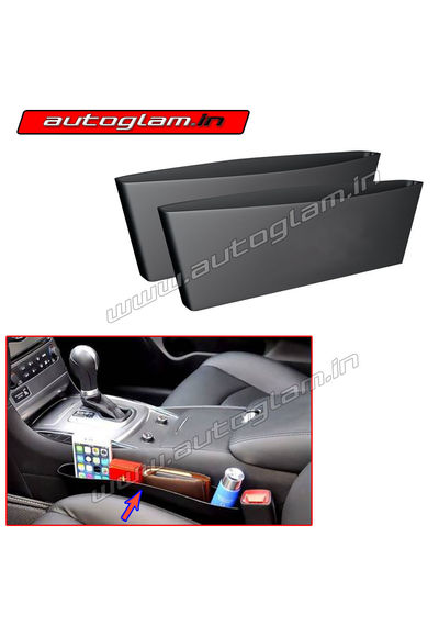 Car Seat Side Gap Filler Pocket, Color - BLACK, Set of 2, Universal for all cars, AGPC02BL