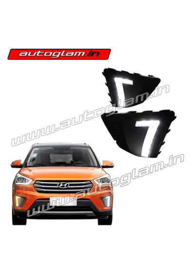 Hyundai Creta 2015-2018 LED DRL with Turn Indicator Fog Light Cover, AGHC020D