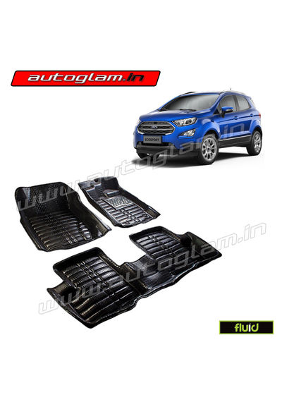 5D Bucket Fitting Car Mats for Ford Ecosport All Models, Color - Black, AGFE11BL