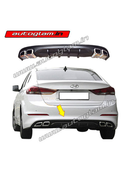 Hyundai Elantra 2016-19 Rear Diffuser with Dual Square Chrome Tip, AGHERD901