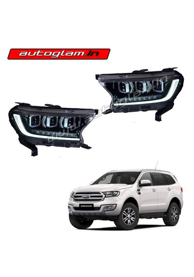 Ford Endeavour 2016-20 Models Tri-Lens HID Projector Headlights, AGFEN369HL