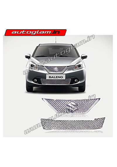 AGMSB31CA, Maruti Suzuki Baleno Chrome Front Grill Bentley Style - Set of 2 Pcs