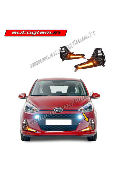 Hyundai Grand i10 2016-2020 Fog Lamp LED DRL with Turn Indicator, AGHI102D