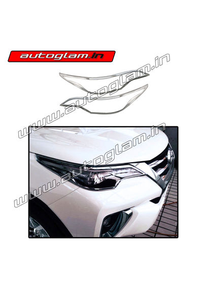 AGTF12HLT, HEADLIGHT CHROME TRIM FOR TOYOTA FORTUNER 2016+ MODELS