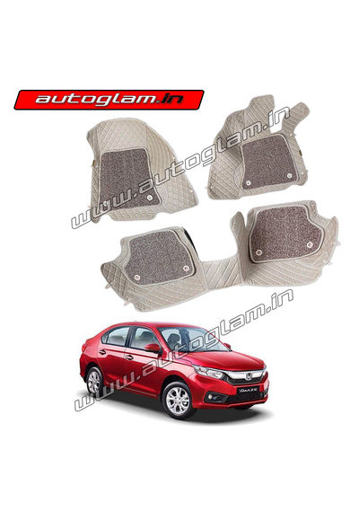 7D Car Mats Compatible with Honda Amaze 2018+, Color - Beige, AGHA7D18