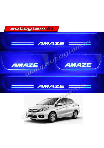 Honda Amaze Door Blue LED Sill Plates-Set of 4 Pcs, AGHA49DSP