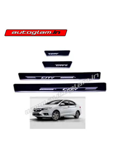 Honda City 2014-16 Sill Scuff Plate with White LED Set of 4 Pcs, AGHC34SP