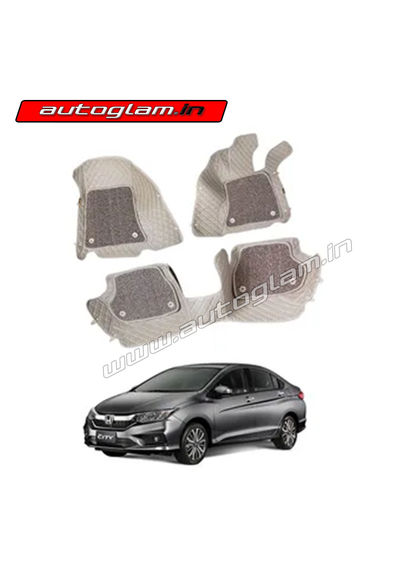 7D Car Mats Compatible with Honda City (Automatic), Color - Beige, AGHC7D238