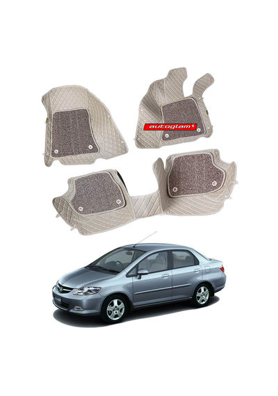 7D Car Mats Compatible with Honda City ZX 2006, Color - Beige, AGHC7DZX2