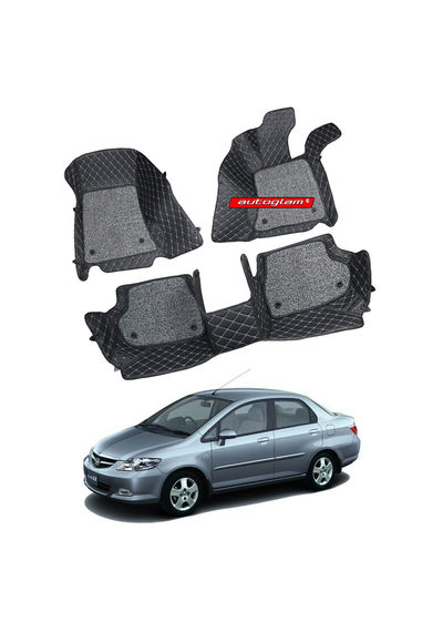 7D Car Mats Compatible with Honda City ZX 2006, Color - Black, AGHC7DZX1