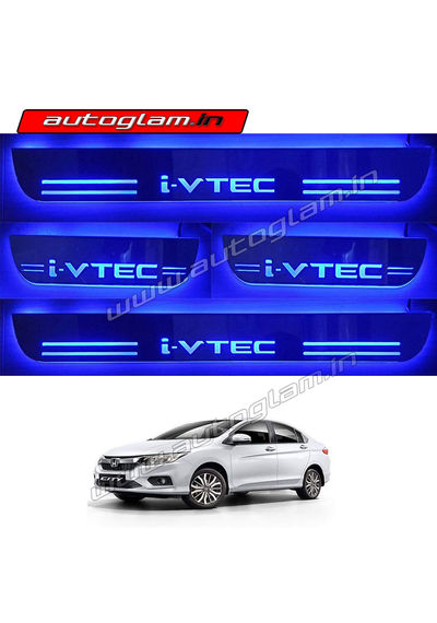 Honda City Ivtec Door Blue LED Sill Plates-Set of 4 Pcs, AGHC53DSP