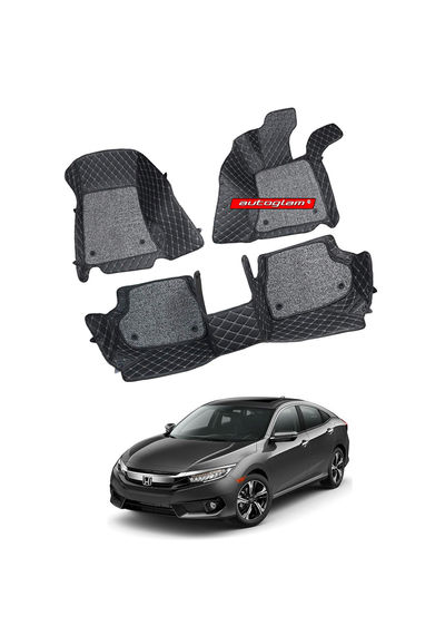 7D Car Mats Compatible with Honda Civic 2019, Color - Black, AGHC7D19BL