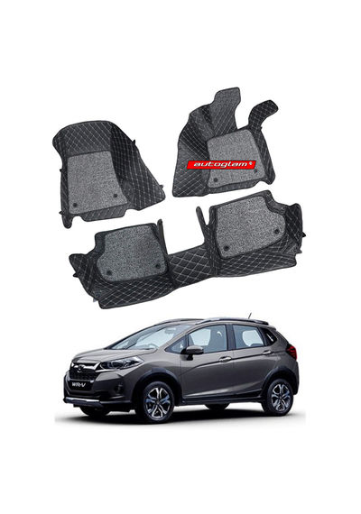 7D Car Mats Compatible with Honda WRV (Manual), Color - Black, AGHWRV7DM