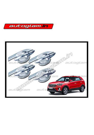 Hyundai Creta 2015-17 Chrome Handle Bowl Insert Trim Cover, Set of 4 Pcs, AGHC57CA