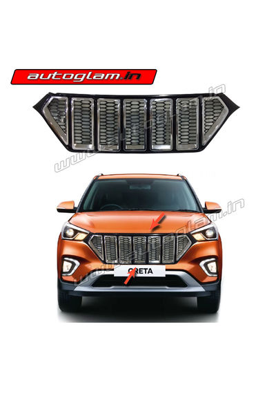 Hyundai Creta 2018-2019 Facelift Jeep Compass Front Grill, Color-Black with Chrome, AGHC603FG1