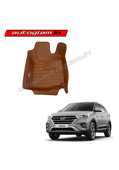 5D Bucket Fitting Car Mats for Hyundai Creta 2018+ All Models, Color - Brick Brown, AGHC18BB