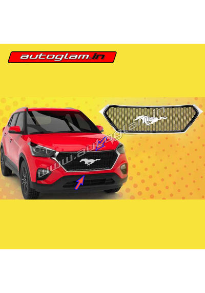 Hyundai Creta 2018+ Front Grill with Mustang Logo for all Models, AGHC522FG