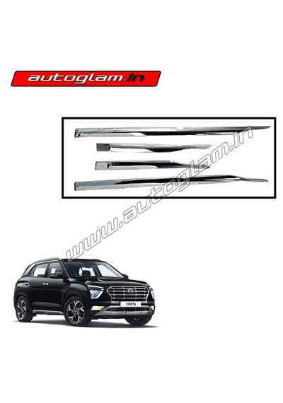 Autoglam Premium Quality Chrome ABS Car Side Beading for Hyundai Creta 2020+ Models, Set of 4 Pcs, AGHCCSBPQ