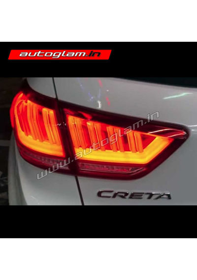 Hyundai Creta Knight Rider LED Taillights with Matrix Indicator - Red Glass, AGHC696TLMI