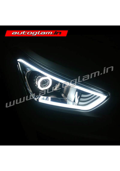 Hyundai Creta 2015-18 AUDI Style DRL HID Square Projector Headlight, AGHC906SQ