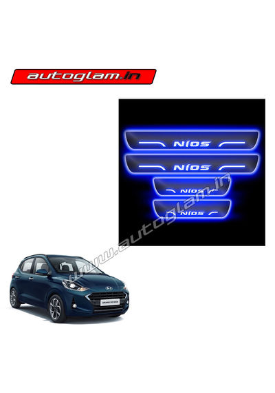 Hyundai Grand i10 Nios 2019+ Blue LED Sill Plates -Set of 4 Pcs, AGHI10N1SP