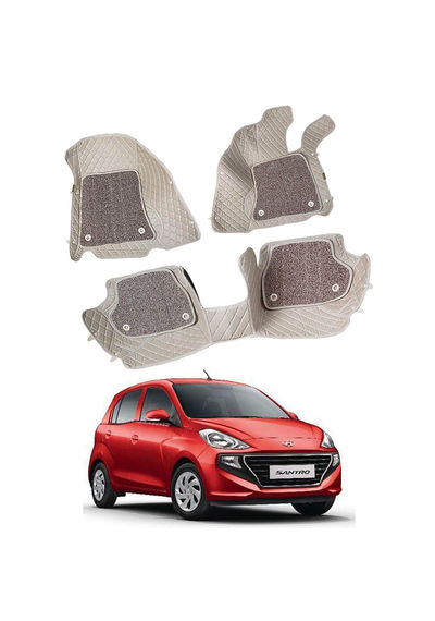 7D Car Mats Compatible with Hyundai Santro New, Color - Beige, AGHSN7D18