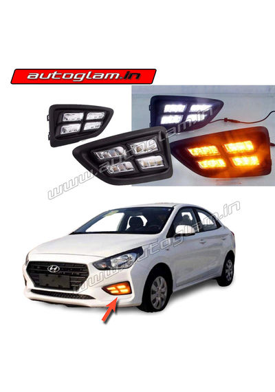 Hyundai Verna 2017-2020 LED DRL Fog Lamp with Turn Indicator, AGHV2230DRL