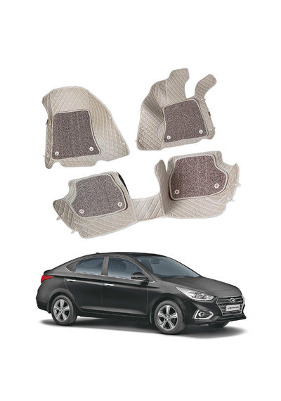 7D Car Mats Compatible with Hyundai Verna 2017+, Color - Beige, AGHV7D17