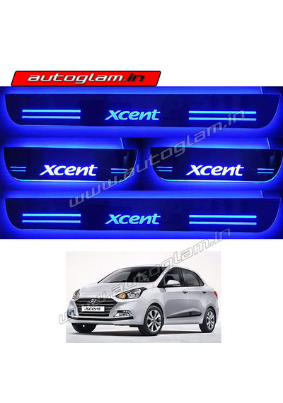 Hyundai Xcent 2013-19 Door Blue LED Sill Plates-Set of 4 Pcs, AGHX62DSP