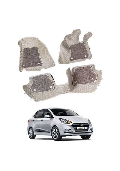 7D Car Mats Compatible with Hyundai Xcent, Color - Beige, AGHX7D